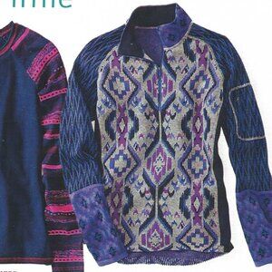 Title Nine Women's 1/4 Zip Super Power Merino Wool Sweater in Purple Aztec Print